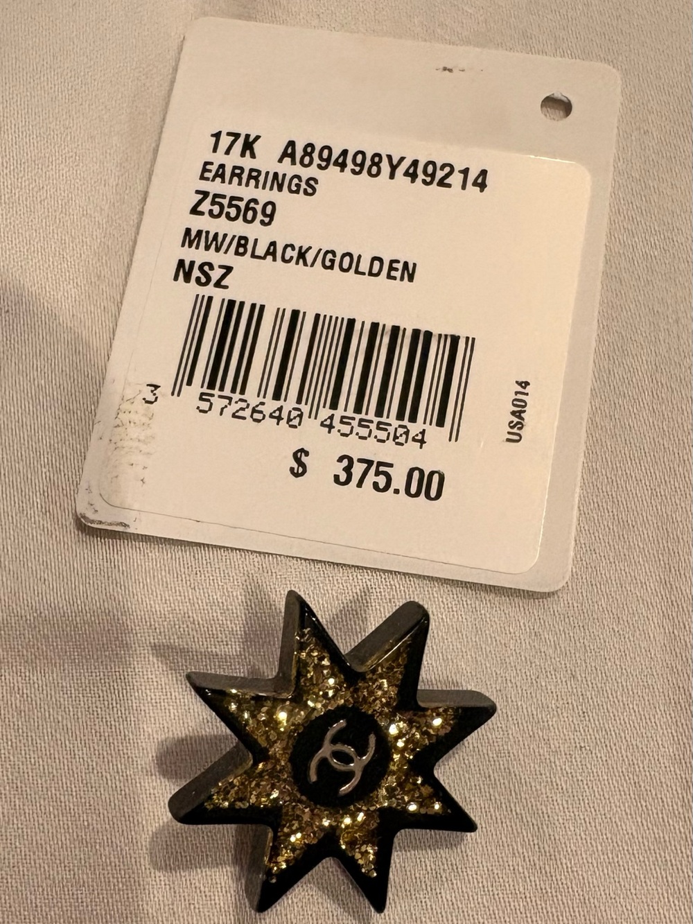 Chanel Black & Gold Starburst Single Earring